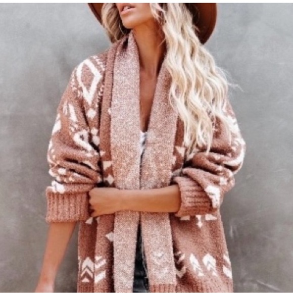 Vici Brown and Cream Patterned Cardigan - Picture 5 of 10